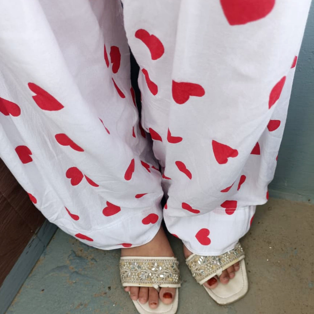 ISHQ MIRCHI - cotton chikankari kurti with heart printed farshi salwar suit set ...