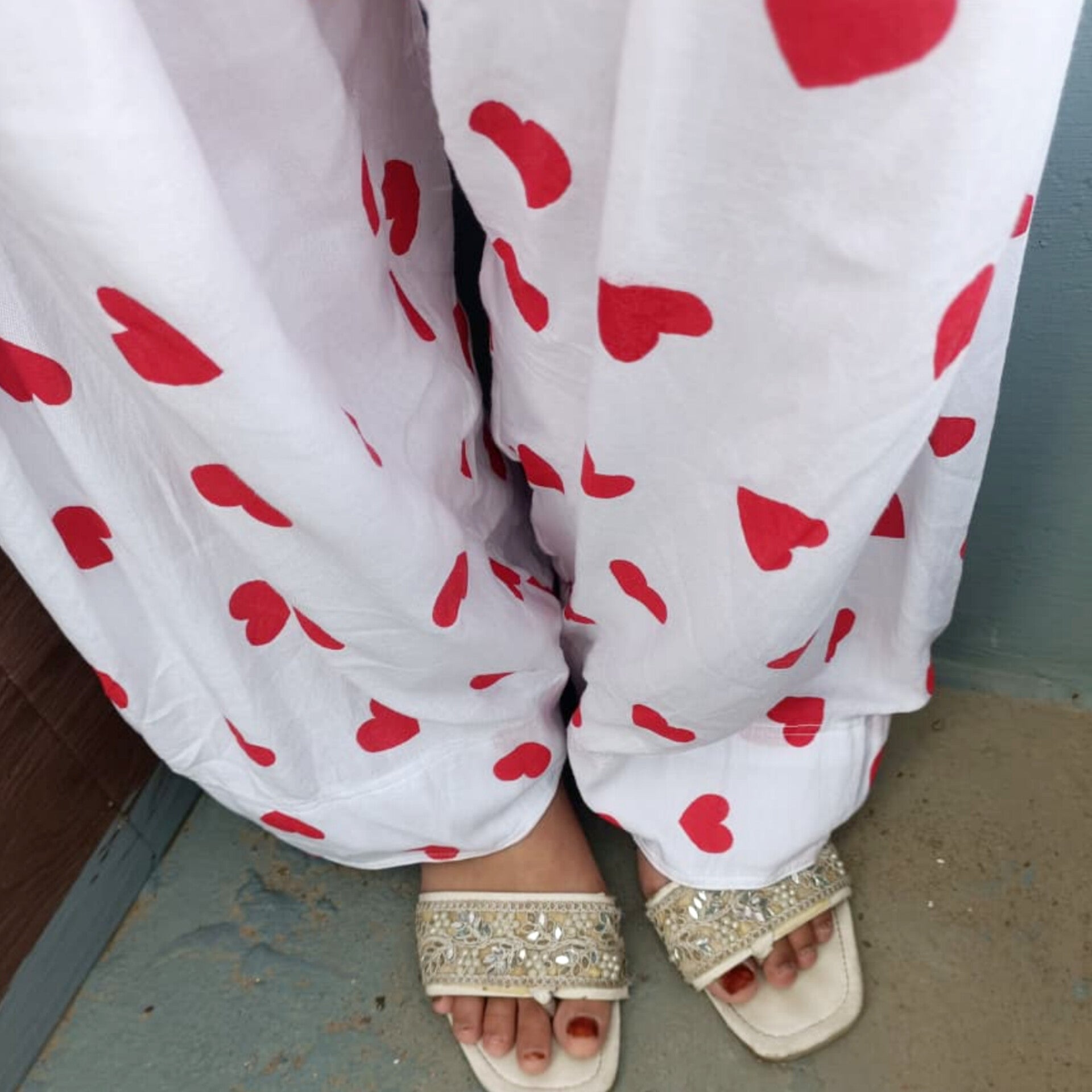 ISHQ MIRCHI - cotton chikankari kurti with heart printed farshi salwar suit set ...