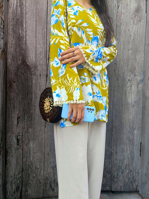 NeNEELAM RIWAAZ _ Short kurti with lace detailing